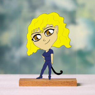 Chibi met een kat als staart acryl bord