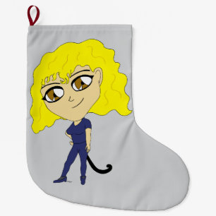 Chibi met een kat als staart grote kerstsok