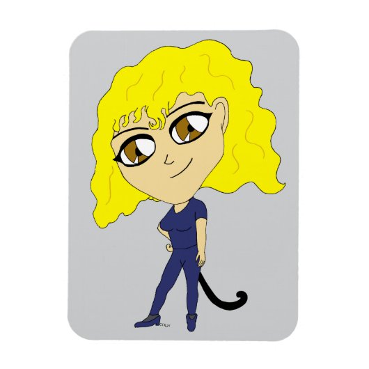 Chibi met een kat als staart magneet (Verticaal)
