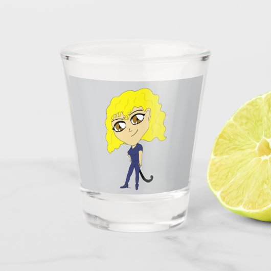 Chibi met een kat als staart shot glas (Voorkant)