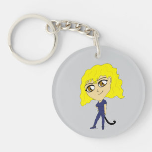 Chibi met een kat als staart sleutelhanger