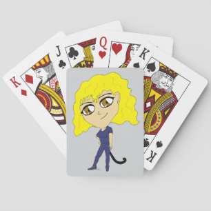 Chibi met een kattenstaart pokerkaarten