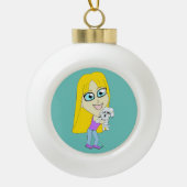 Chibi met een pup keramische bal ornament (Voorkant)
