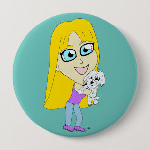 Chibi met een pup ronde button 4,0 cm