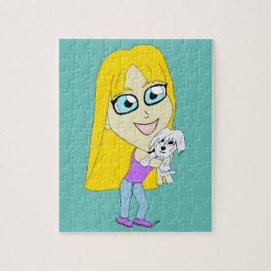 Chibi met een puppy legpuzzel