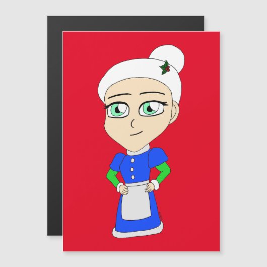 Chibi Mrs Claus blauw pak (Voorkant / Achterkant)