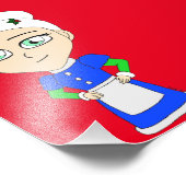 Chibi Mrs Claus blauw pak Foto Afdruk (Hoek)