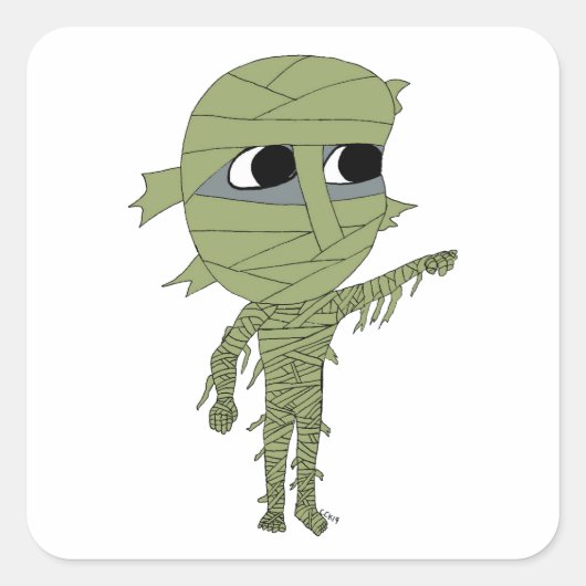 chibi mummy vierkante sticker (Voorkant)