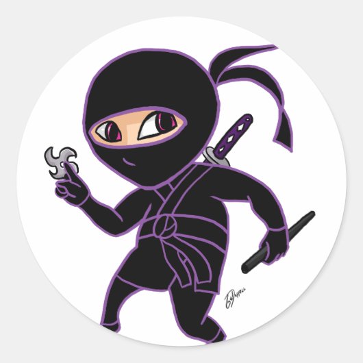 Chibi Ninja Ronde Sticker (Voorkant)