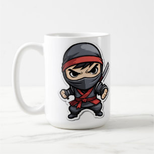 Chibi Ninja Warrior Cartoon - Fierce Martial Arts Koffiemok