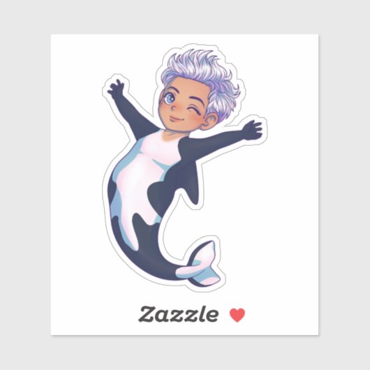 CHIBI ORCA Merman Mermaid Zee Creatures Sticker (Vel)