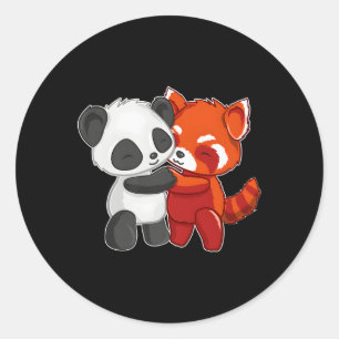 Chibi Panda Beer Hugs Red Panda Ronde Sticker