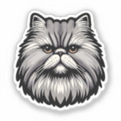 Chibi Perzische Kattenhoofd – Kawaii Big Eyes Desi Sticker (Voorkant)