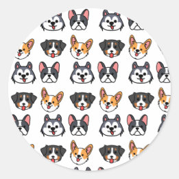 Chibi Puppy Pack patroon - tekenfilmhondstijl Ronde Sticker