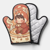 Chibi Red Panda Brew Heat Resistant Oven Mitt (Recto/Verso)