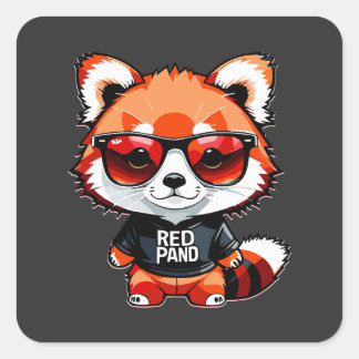 Chibi Red Panda Cub Vierkante Sticker