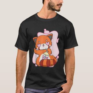 Chibi Red Panda With Boba Tea Bubble Otaku Anime B T-shirt