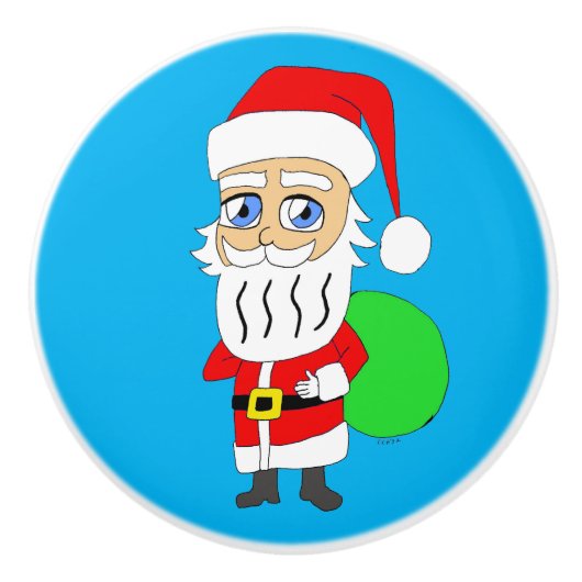 Chibi Santa Claus Keramische Knop (Voorkant)