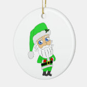 Chibi Santa green suit Keramisch Ornament (Links)