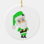 Chibi Santa green suit Keramisch Ornament (Achterkant)