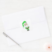 Chibi Santa green suit Vierkante Sticker (Envelop)