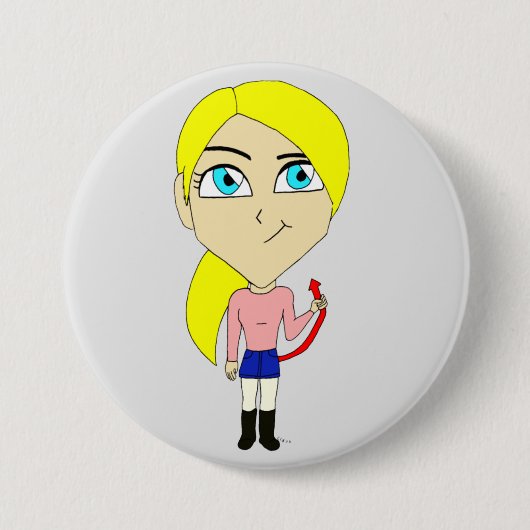 chibi " slecht " meisje ronde button 7,6 cm (Voorkant)