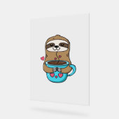 Chibi Sloth Coffee Lover – Schattigee Kawaii Sloth Acryl Bord (Hoek)
