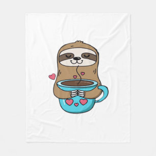 Chibi Sloth Coffee Lover – Schattigee Kawaii Sloth Fleece Deken