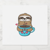 Chibi Sloth Coffee Lover – Schattigee Kawaii Sloth Sparkling Wijnetiket (Enkel label)