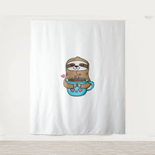 Chibi Sloth Coffee Lover – Schattigee Kawaii Sloth Wandkleed