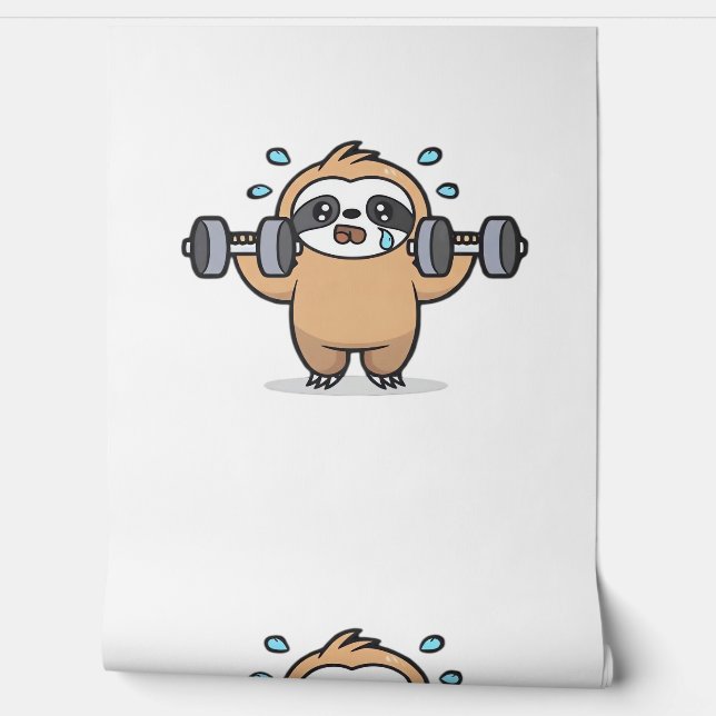 Chibi Sloth Gym Fail – Schattigee Kawaii Funny Wor Behang (Afrollen)