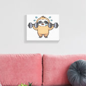 Chibi Sloth Gym Fail – Schattigee Kawaii Funny Wor Canvas Afdruk (Insitu (Woonkamer))