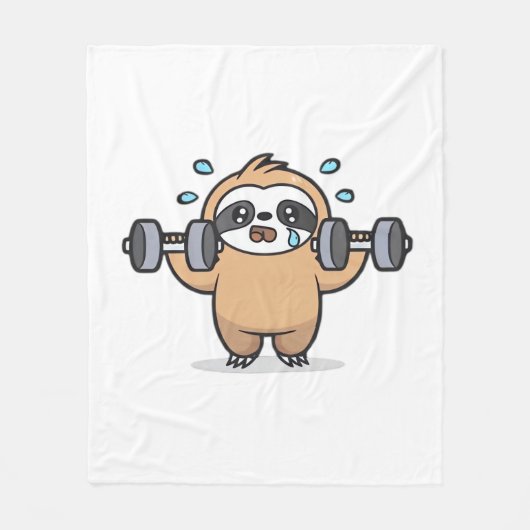 Chibi Sloth Gym Fail – Schattigee Kawaii Funny Wor Fleece Deken (Voorkant)