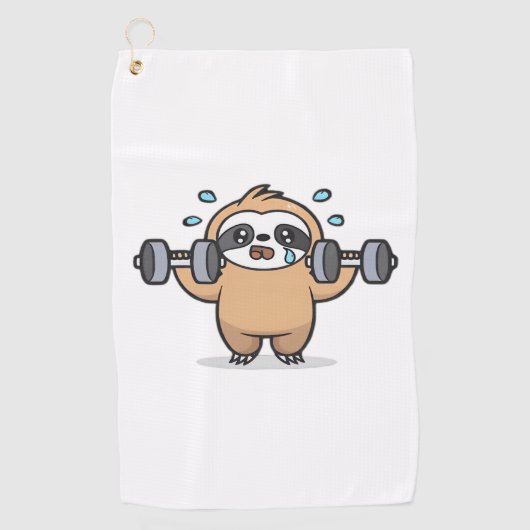 Chibi Sloth Gym Fail – Schattigee Kawaii Funny Wor Golfhanddoek (Voorkant)