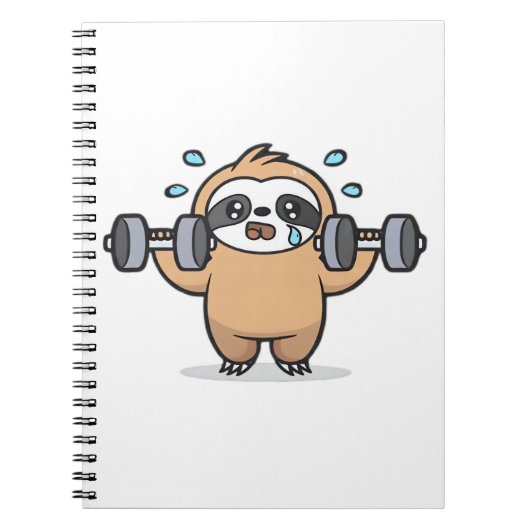 Chibi Sloth Gym Fail – Schattigee Kawaii Funny Wor Notitieboek (Voorkant)