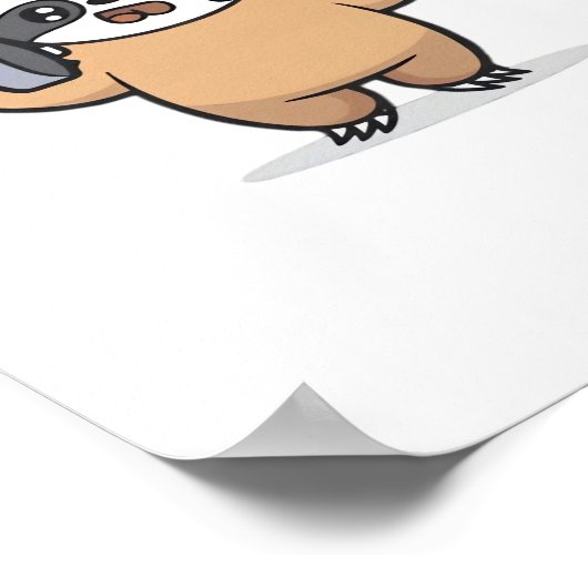 Chibi Sloth Gym Fail – Schattigee Kawaii Funny Wor Poster (Hoek)