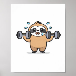 Chibi Sloth Gym Fail – Schattigee Kawaii Funny Wor Poster