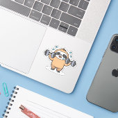 Chibi Sloth Gym Fail – Schattigee Kawaii Funny Wor Sticker (Laptop met iPhone)