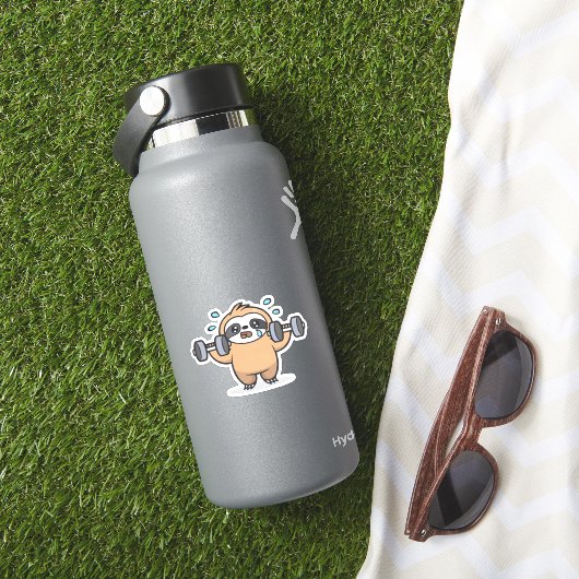 Chibi Sloth Gym Fail – Schattigee Kawaii Funny Wor Sticker (HydroFlask Insitu)
