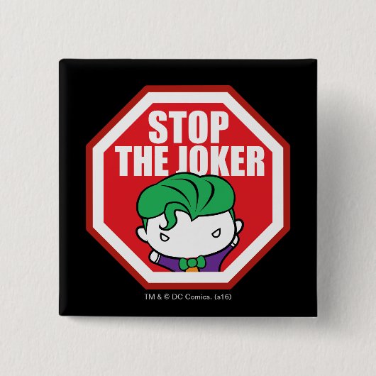 Chibi "Stop the Joker"-teken Vierkante Button 5,1 Cm (Voorkant)