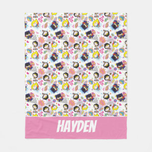 Chibi Super Heroine Pattern Fleece Deken