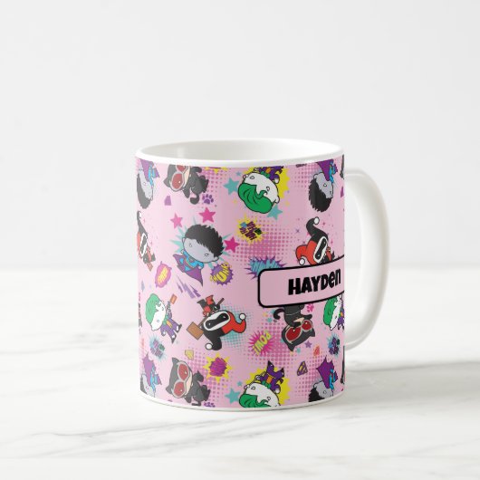 Chibi Super Villain Action Pattern Koffiemok (Voorkant rechts)