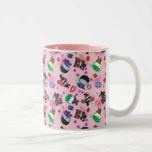 Chibi Super Villain Action Pattern Tweekleurige Koffiemok