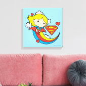 Chibi Supergirl Flying Rainbow Canvas Afdruk (Insitu (Woonkamer))
