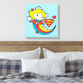 Chibi Supergirl Flying Rainbow Canvas Afdruk (Insitu (Slaapkamer))