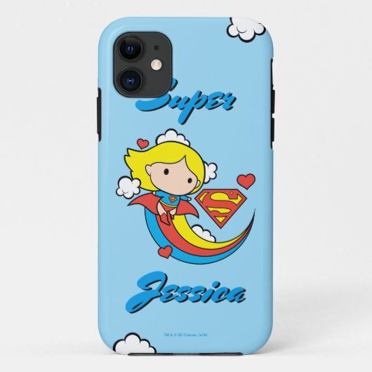 Chibi Supergirl Flying Rainbow Case-Mate iPhone Case (Achterkant)
