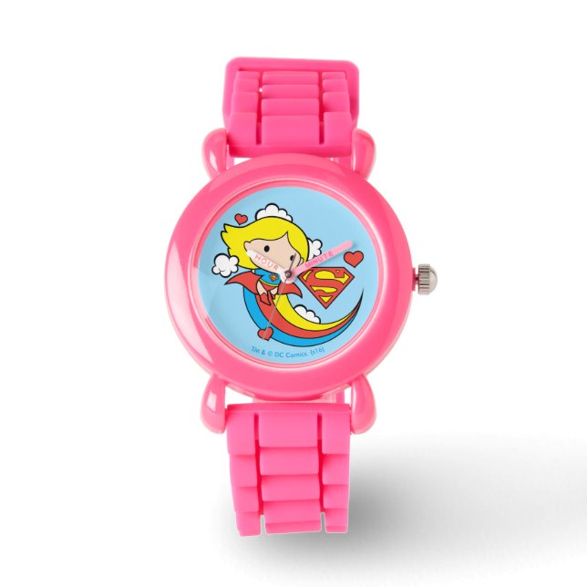 Chibi Supergirl Flying Rainbow Horloge (Voorkant)