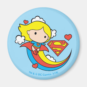 Chibi Supergirl Flying Rainbow Magneet