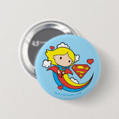 Chibi Supergirl Flying Rainbow Ronde Button 5,7 Cm (Voorkant /achterkant)