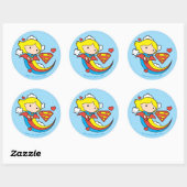 Chibi Supergirl Flying Rainbow Ronde Sticker (Vel)